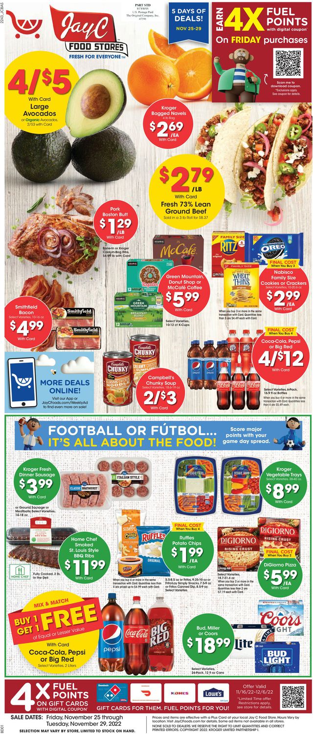 Jay C Food Stores Ad from 11/25/2022
