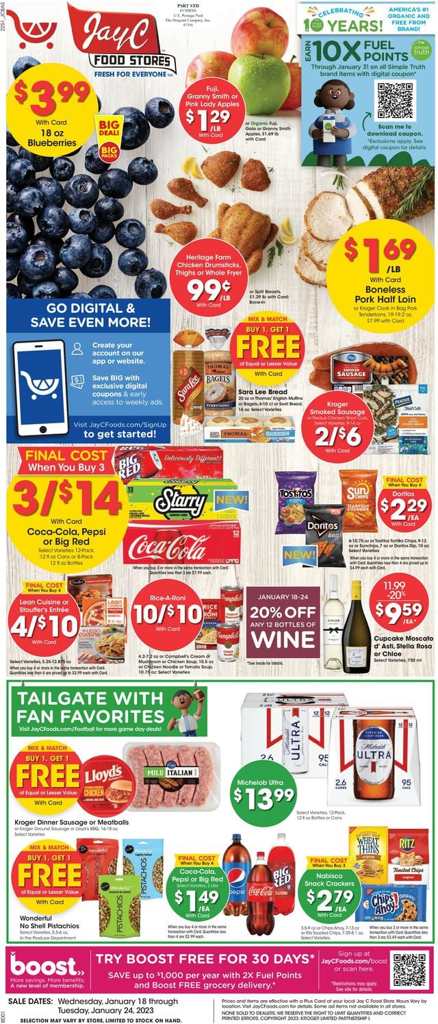 Jay C Food Stores Ad from 01/18/2023
