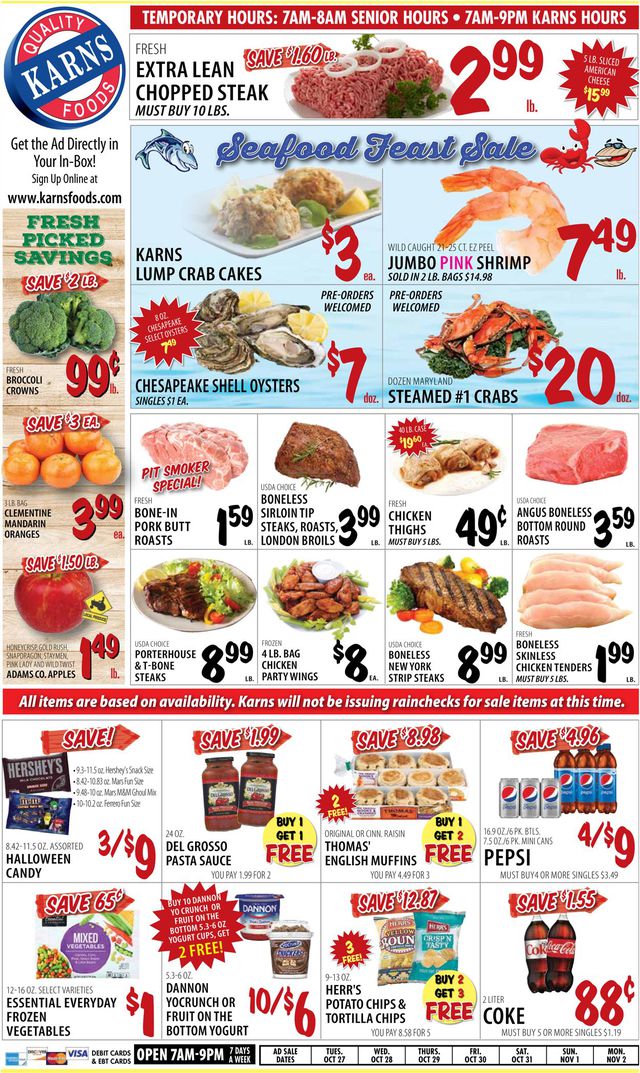 Karns Quality Foods Ad from 10/27/2020
