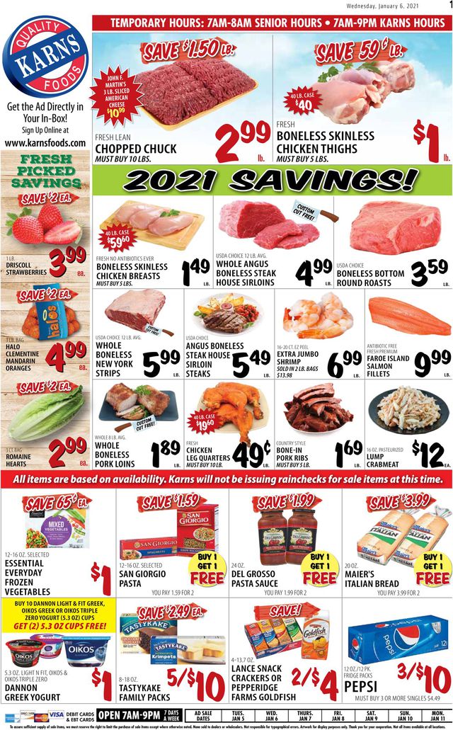 Karns Quality Foods Ad from 01/05/2021
