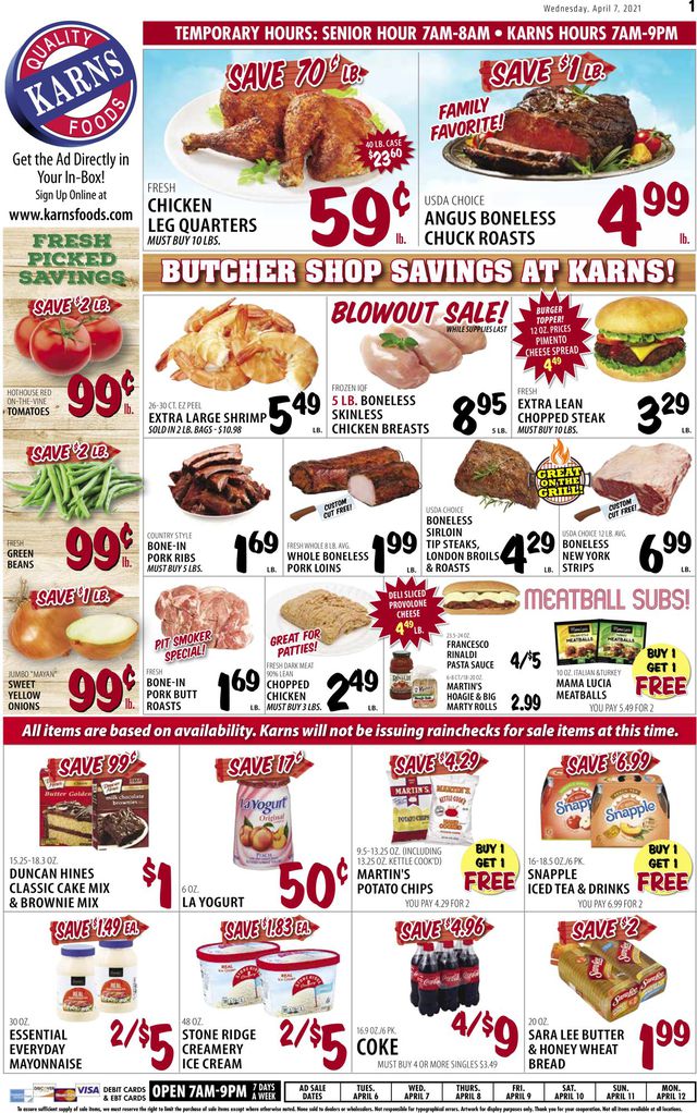 Karns Quality Foods Ad from 04/06/2021