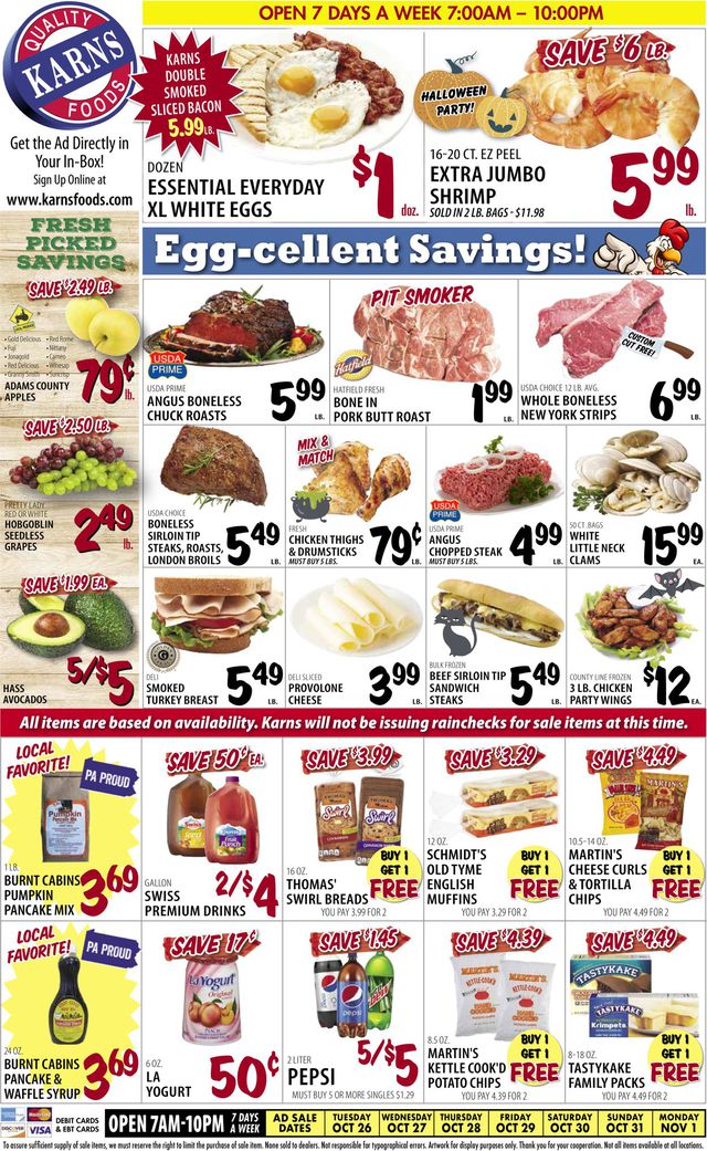 Karns Quality Foods Ad from 10/26/2021