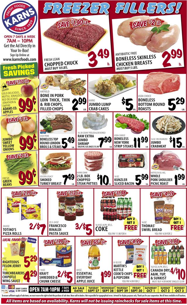 Karns Quality Foods Ad from 09/27/2022