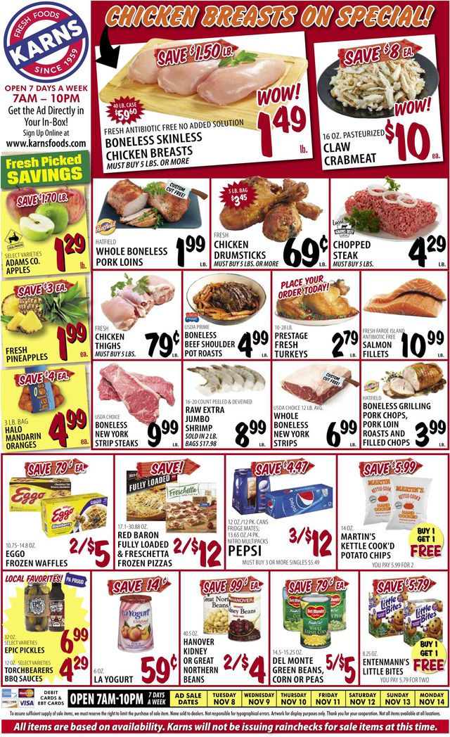 Karns Quality Foods Ad from 11/08/2022
