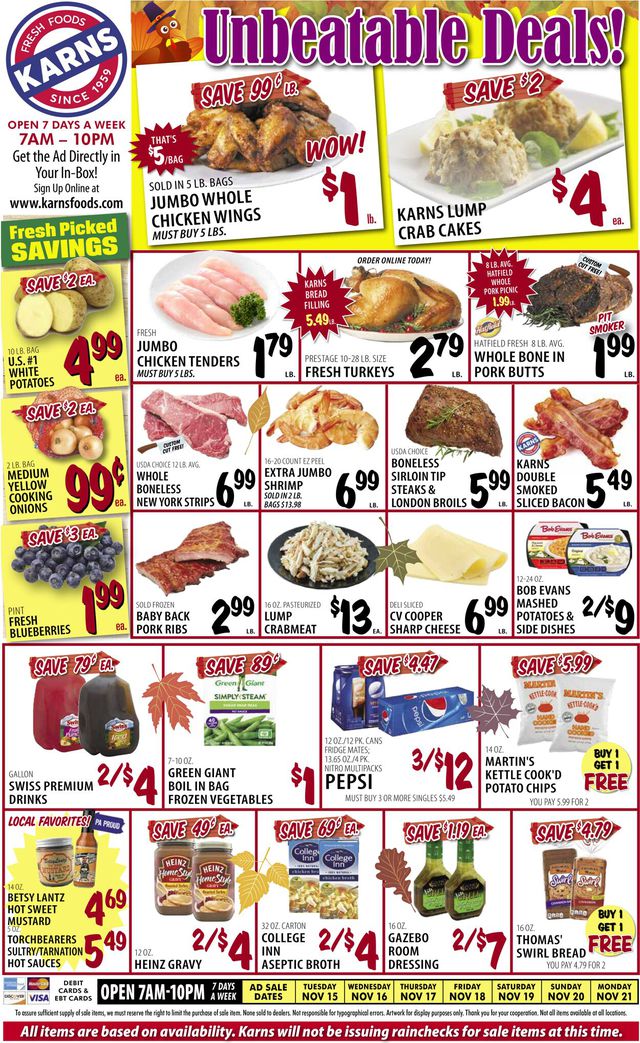 Karns Quality Foods Ad from 11/15/2022