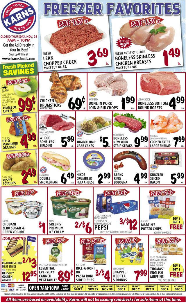 Karns Quality Foods Ad from 11/29/2022