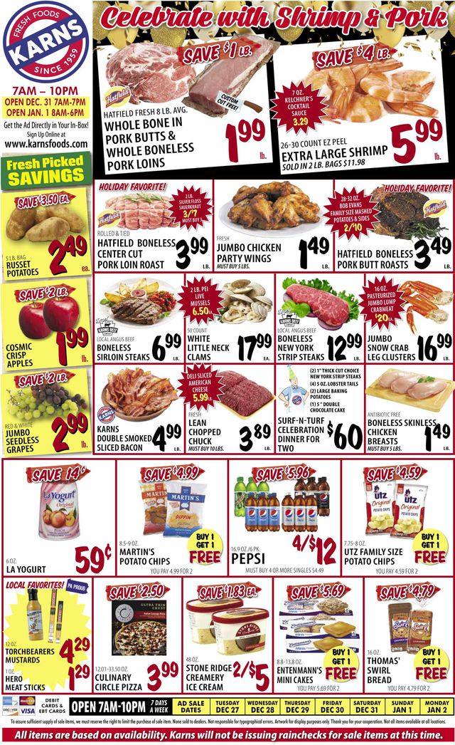 Karns Quality Foods Ad from 12/27/2022