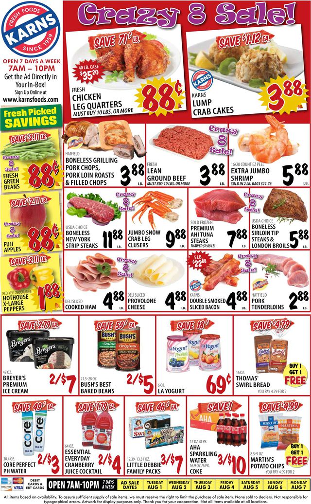 Karns Quality Foods Ad from 08/01/2023