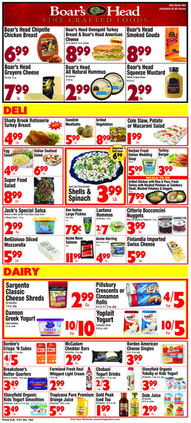 King Kullen Ad from 07/31/2020