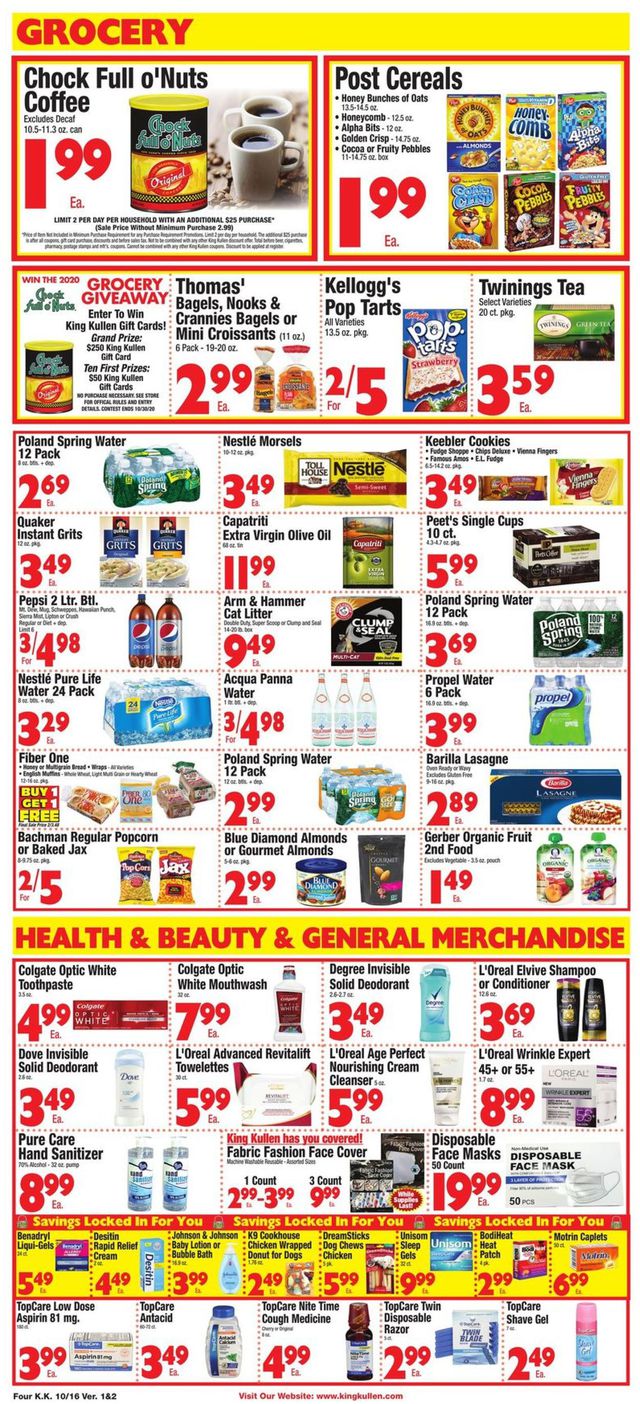 King Kullen Ad from 10/16/2020