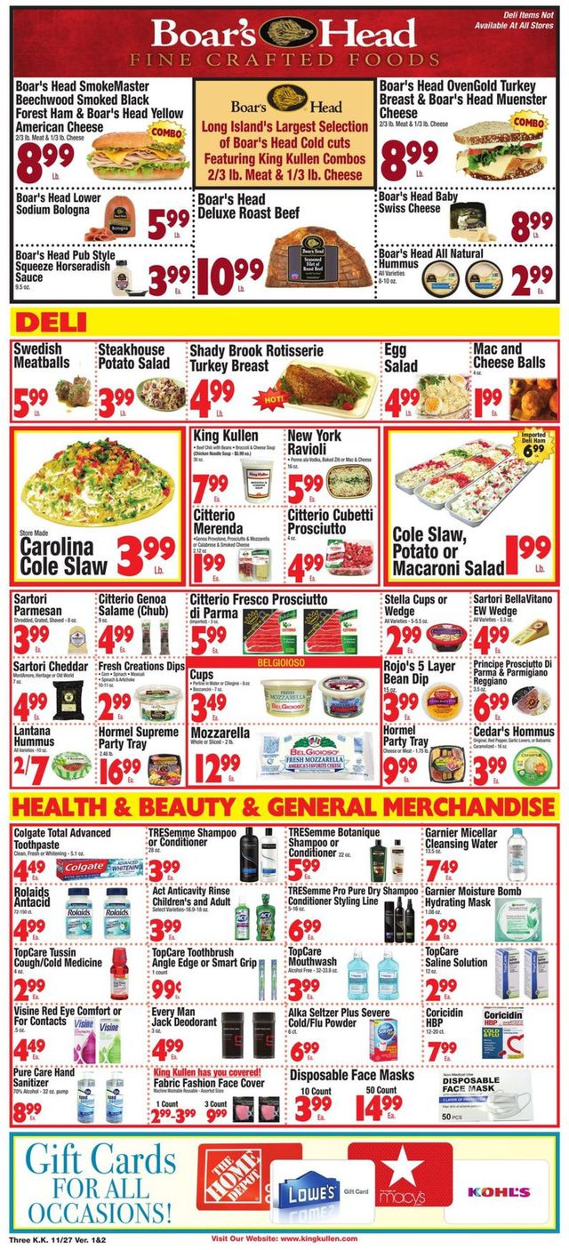 King Kullen Ad from 11/27/2020