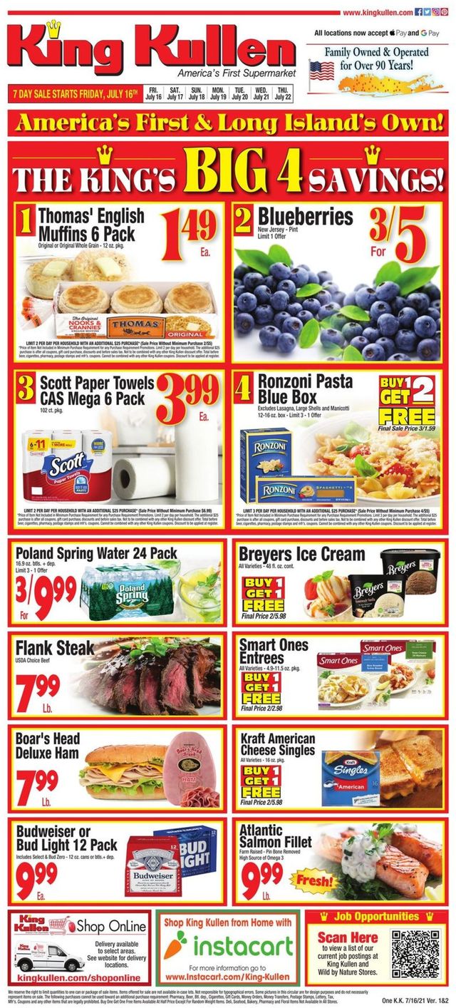 King Kullen Ad from 07/16/2021