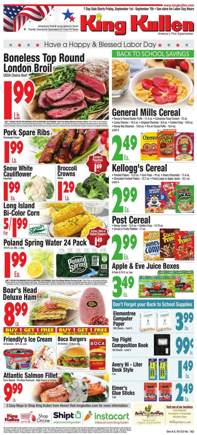 King Kullen Ad from 09/01/2023
