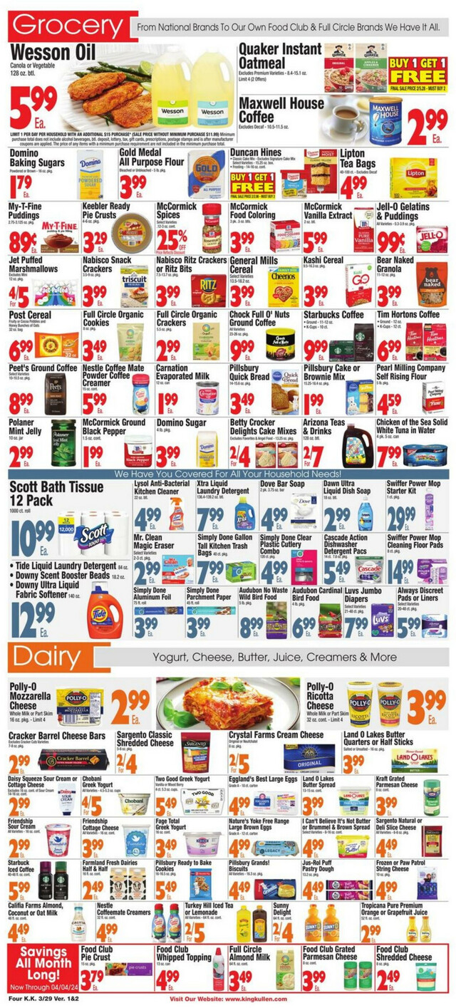 King Kullen Ad from 03/29/2024