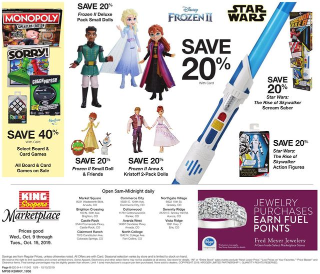 King Soopers Ad from 10/09/2019