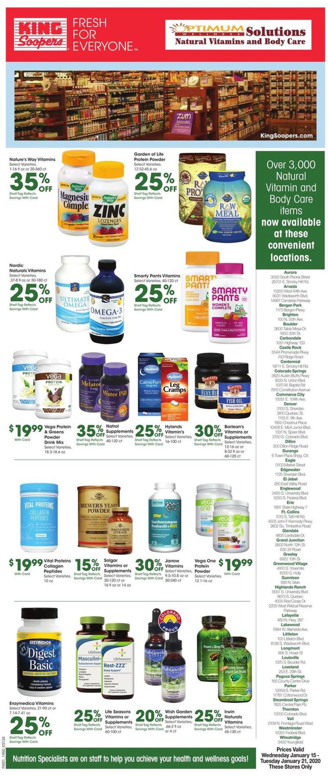 King Soopers Ad from 01/15/2020