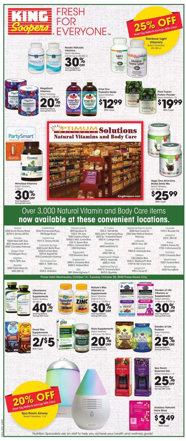 King Soopers Ad from 10/14/2020