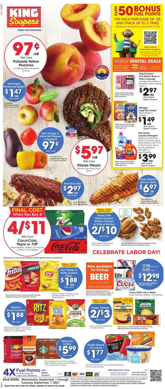 King Soopers Ad from 09/01/2021