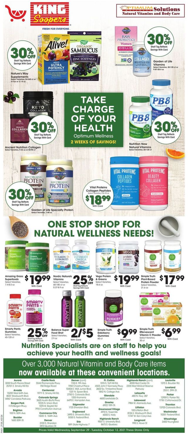 King Soopers Ad from 09/29/2021