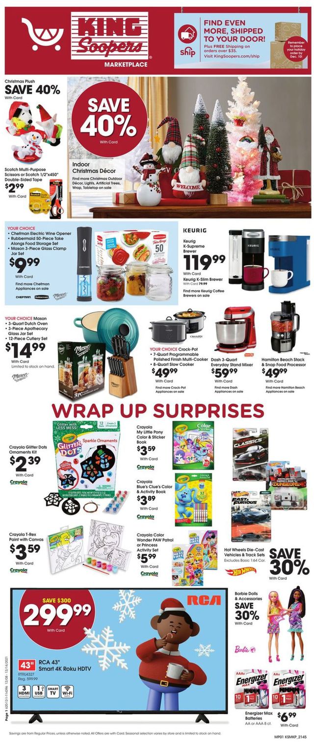 King Soopers Ad from 12/08/2021
