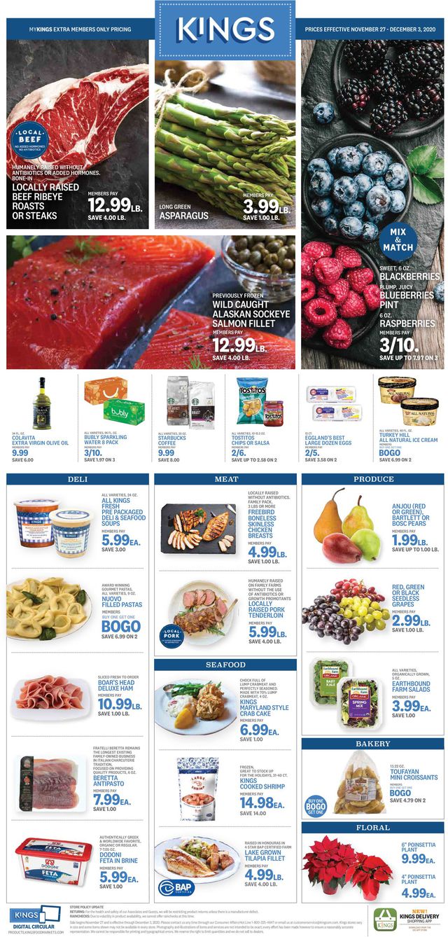Kings Food Markets Ad from 11/27/2020