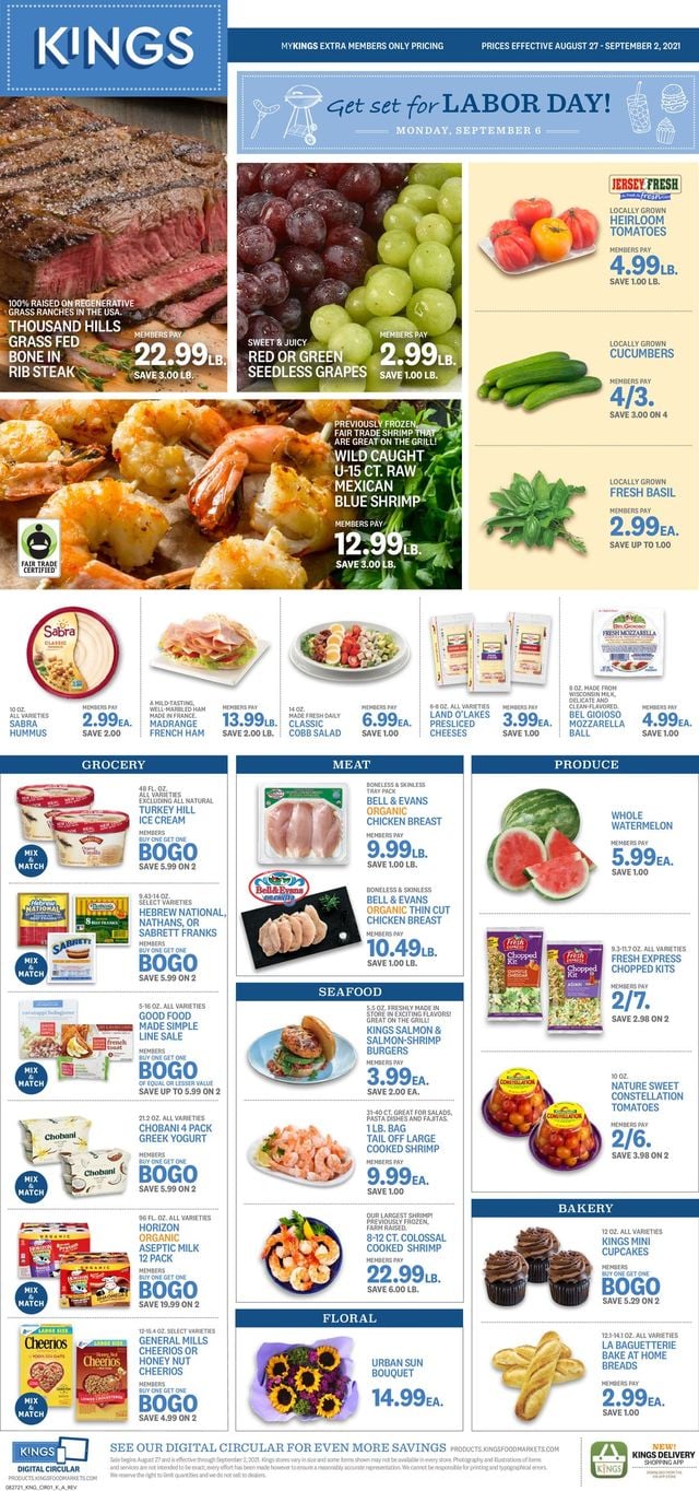Kings Food Markets Ad from 08/27/2021