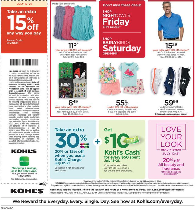 Kohl's Ad from 07/19/2019