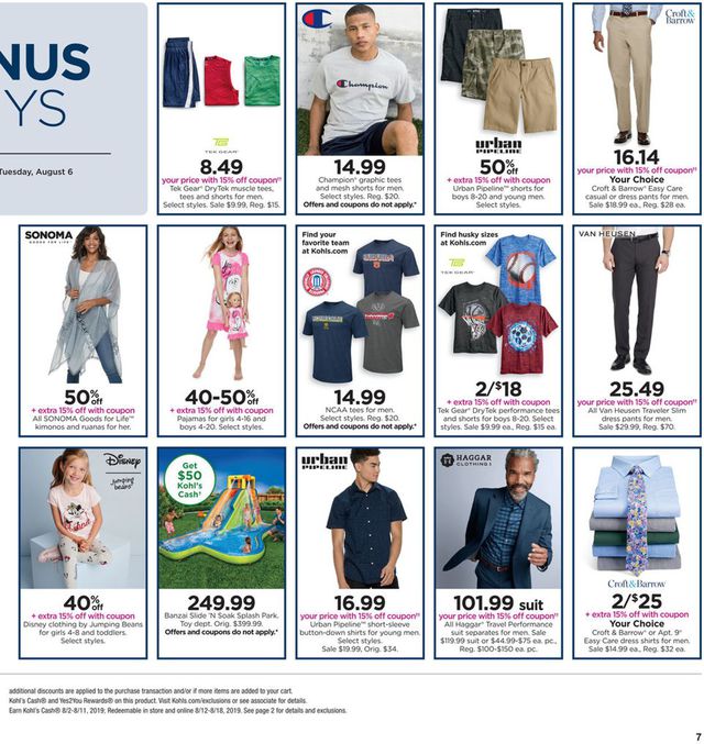 Kohl's Ad from 08/04/2019