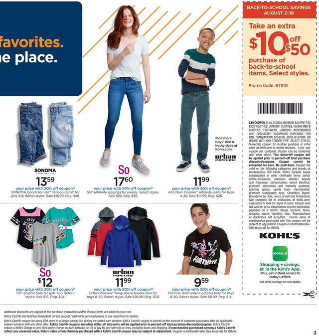 Kohl's Ad from 08/15/2019