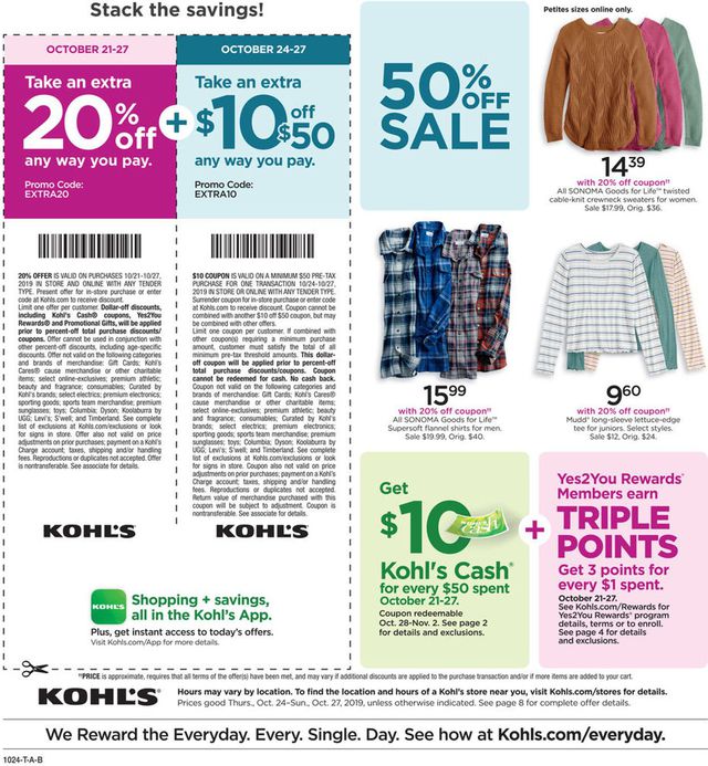 Kohl's Ad from 10/24/2019