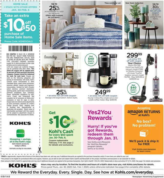 Kohl's Ad from 01/30/2020