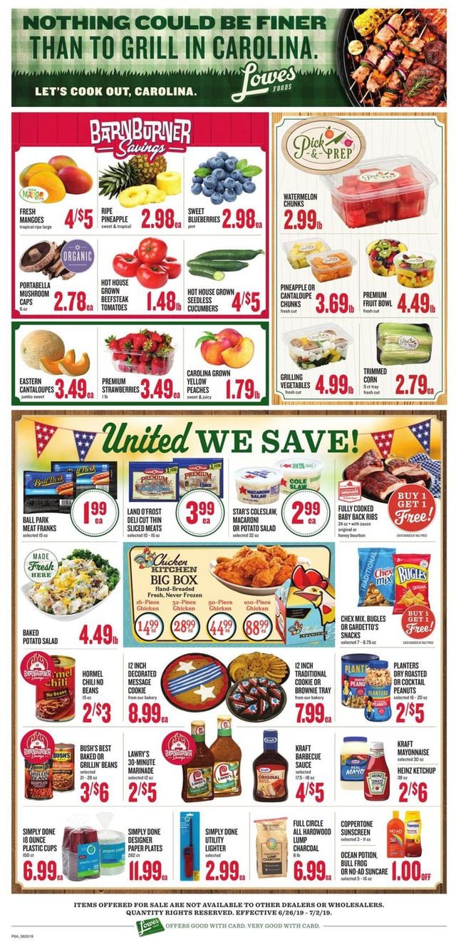 Lowes Foods Ad from 06/26/2019