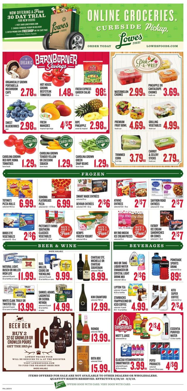 Lowes Foods Ad from 08/28/2019