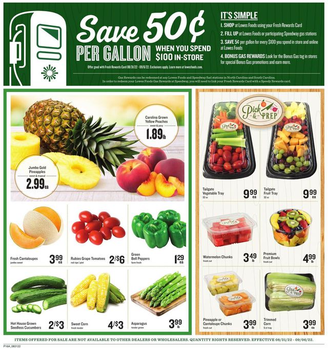Lowes Foods Ad from 08/31/2022