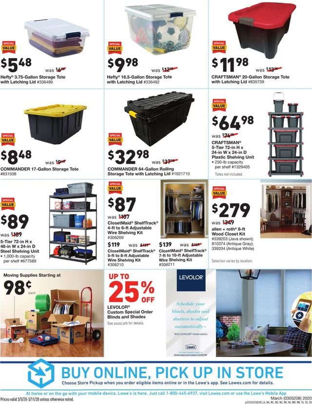 Lowe's Ad from 03/05/2020