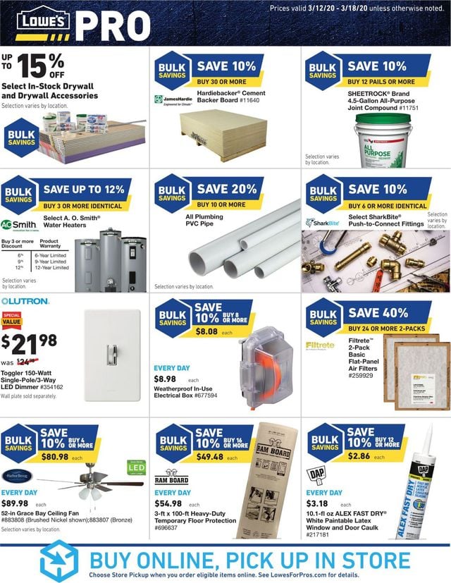 Lowe's Ad from 03/12/2020
