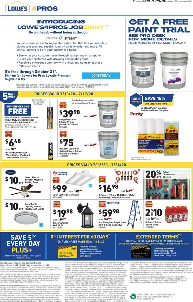 Lowe's Ad from 07/09/2020