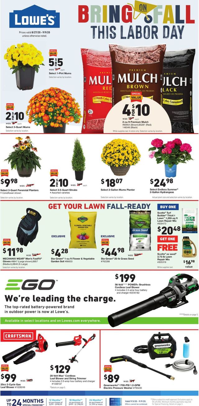 Lowe's Ad from 08/27/2020