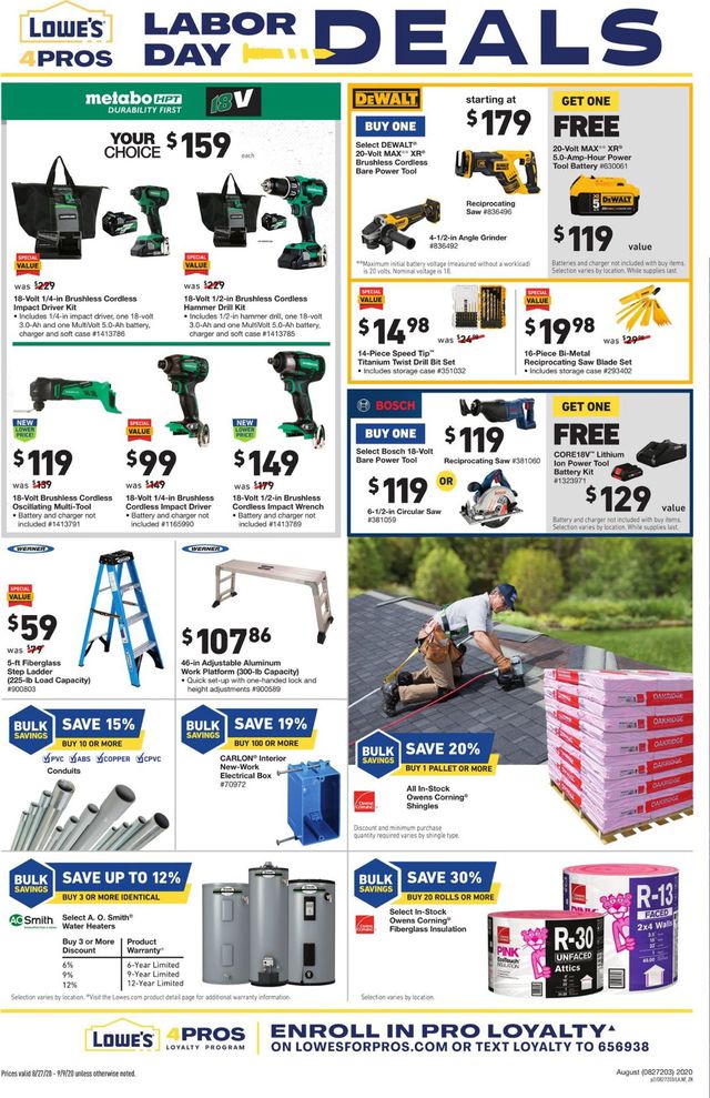 Lowe's Ad from 08/27/2020