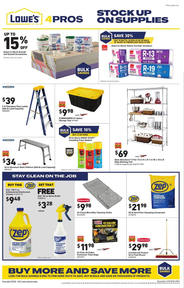 Lowe's Ad from 12/25/2020