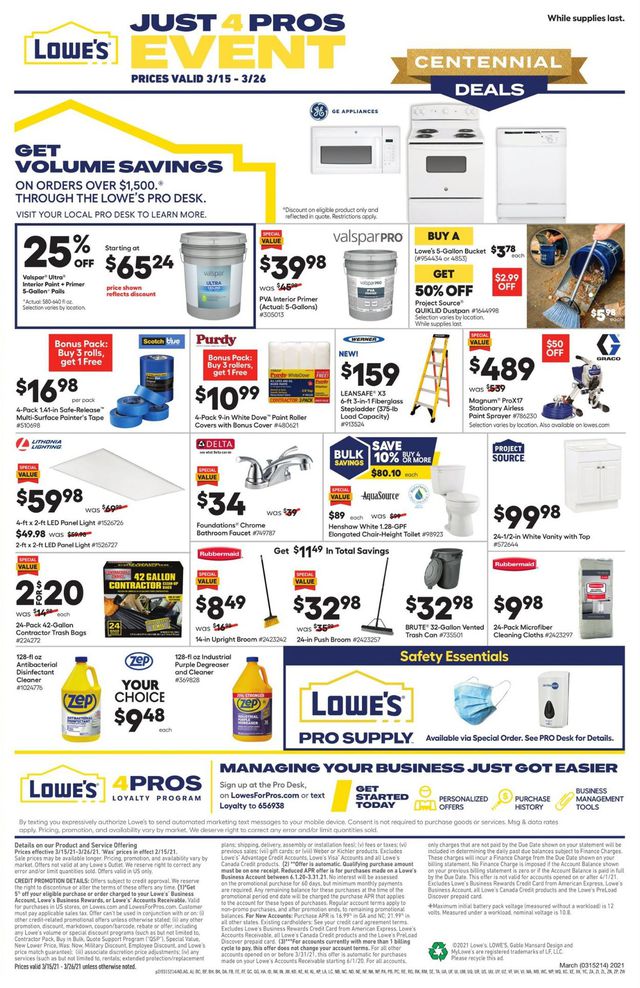 Lowe's Ad from 03/15/2021
