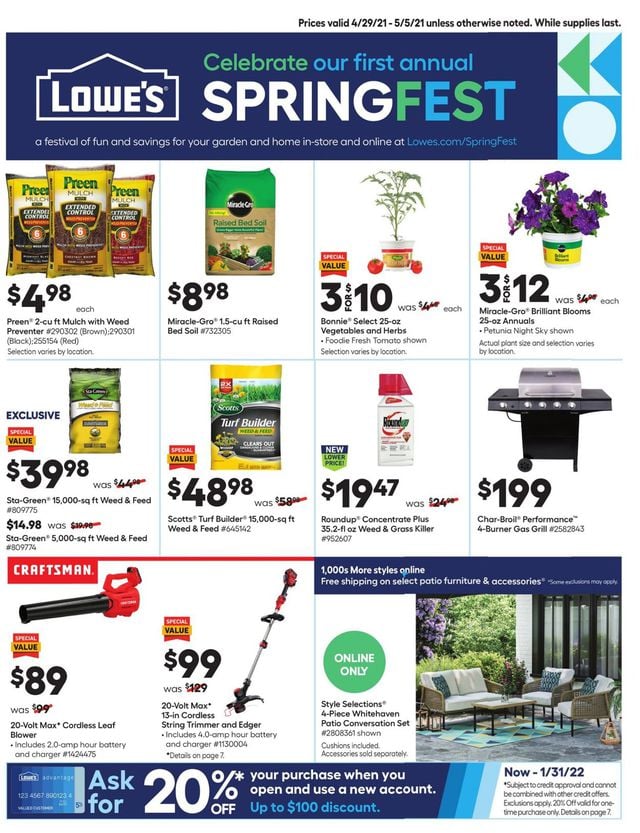 Lowe's Ad from 04/29/2021