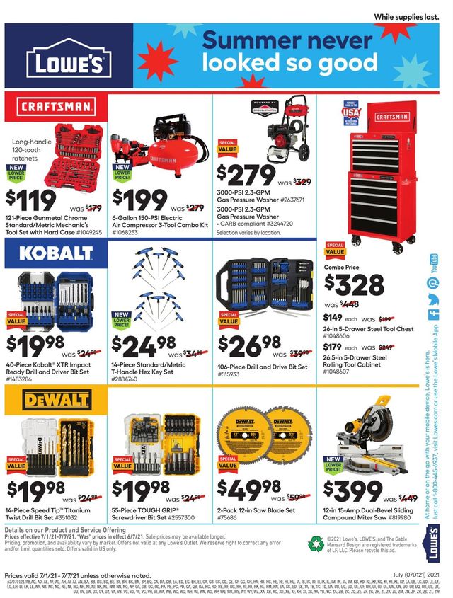 Lowe's Ad from 07/01/2021