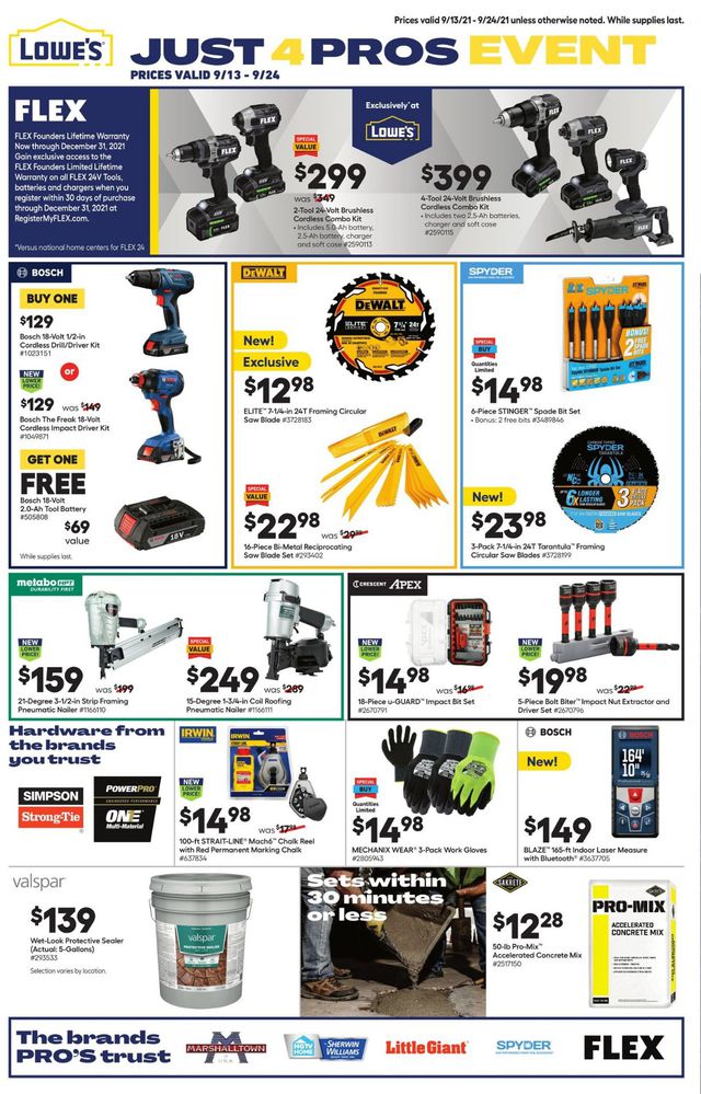 Lowe's Ad from 09/13/2021