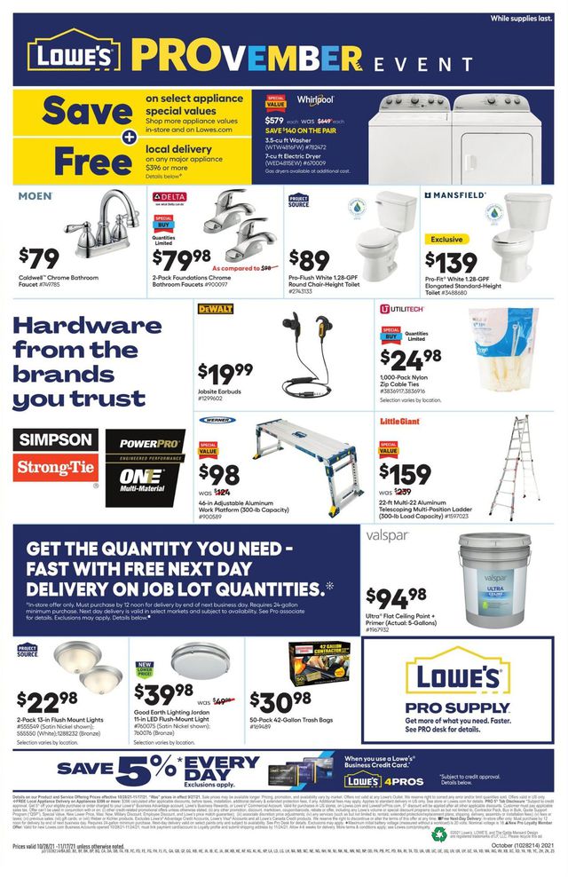 Lowe's Ad from 10/28/2021