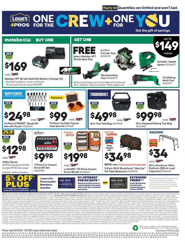 Lowe's Ad from 12/13/2021