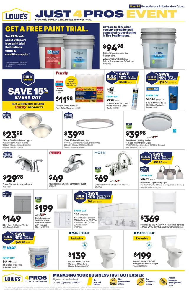Lowe's Ad from 01/17/2022
