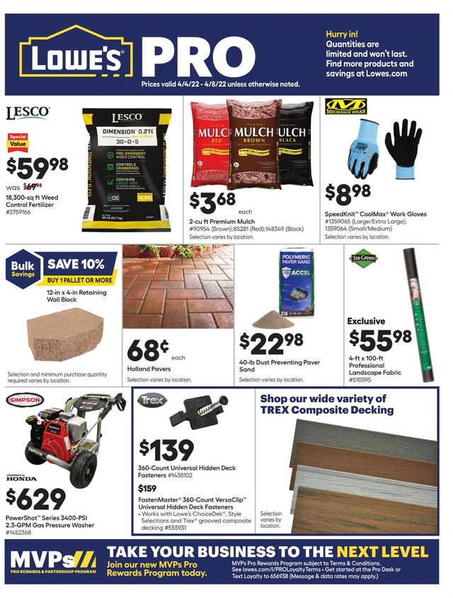 Lowe's Ad from 04/04/2022