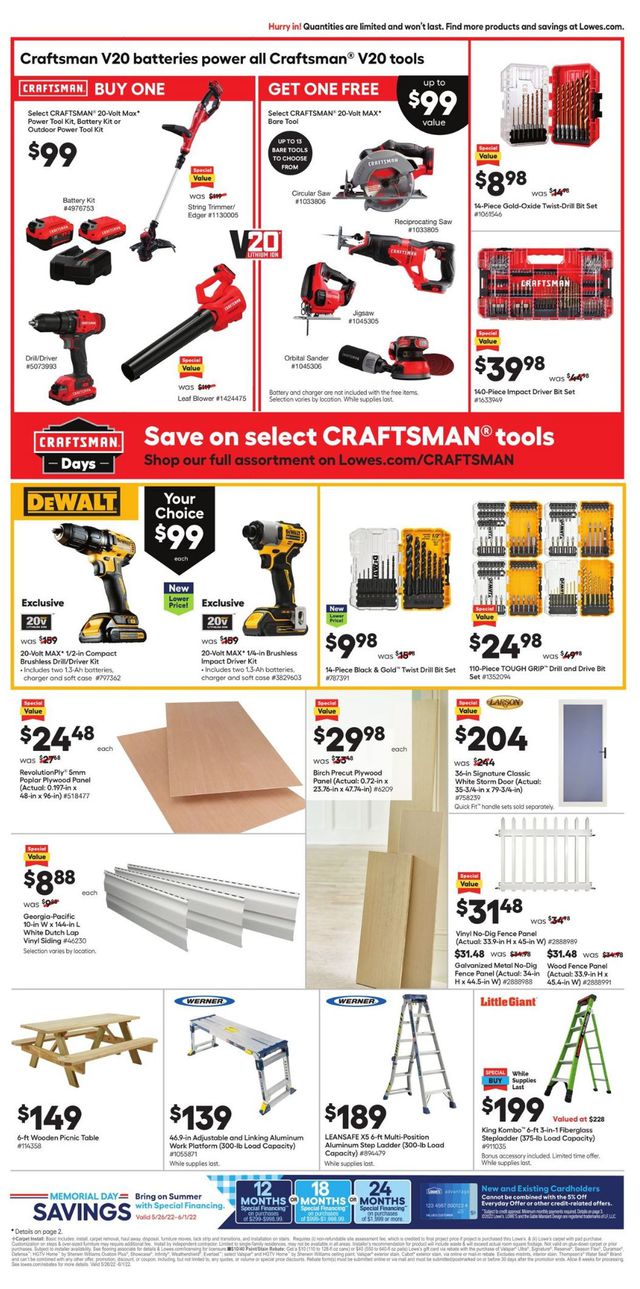 Lowe's Ad from 05/26/2022