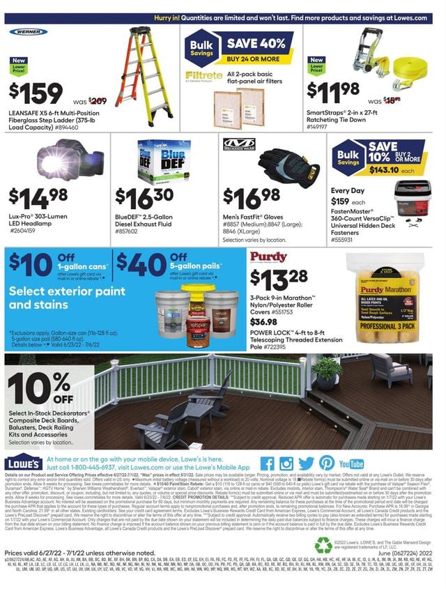 Lowe's Ad from 06/27/2022